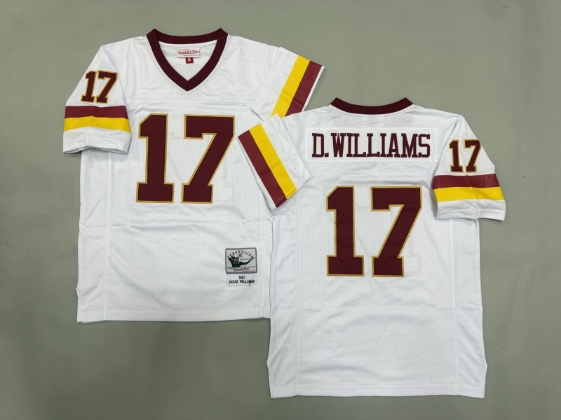 Men 2025 Washington Redskins 17 D.Williams white Throwback Limited NFL Jersey style 001